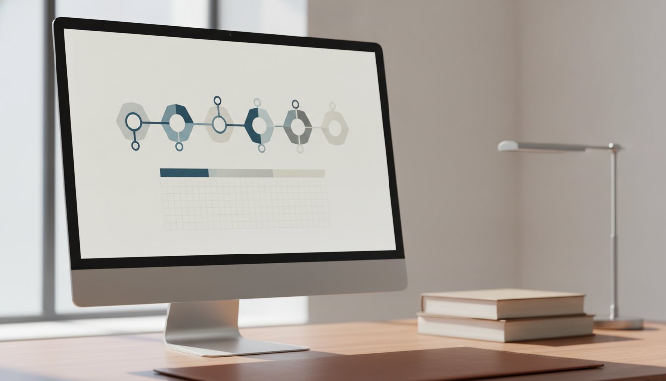 Tela de computador exibindo um formulário digital com linha do tempo de andamento de um processo.