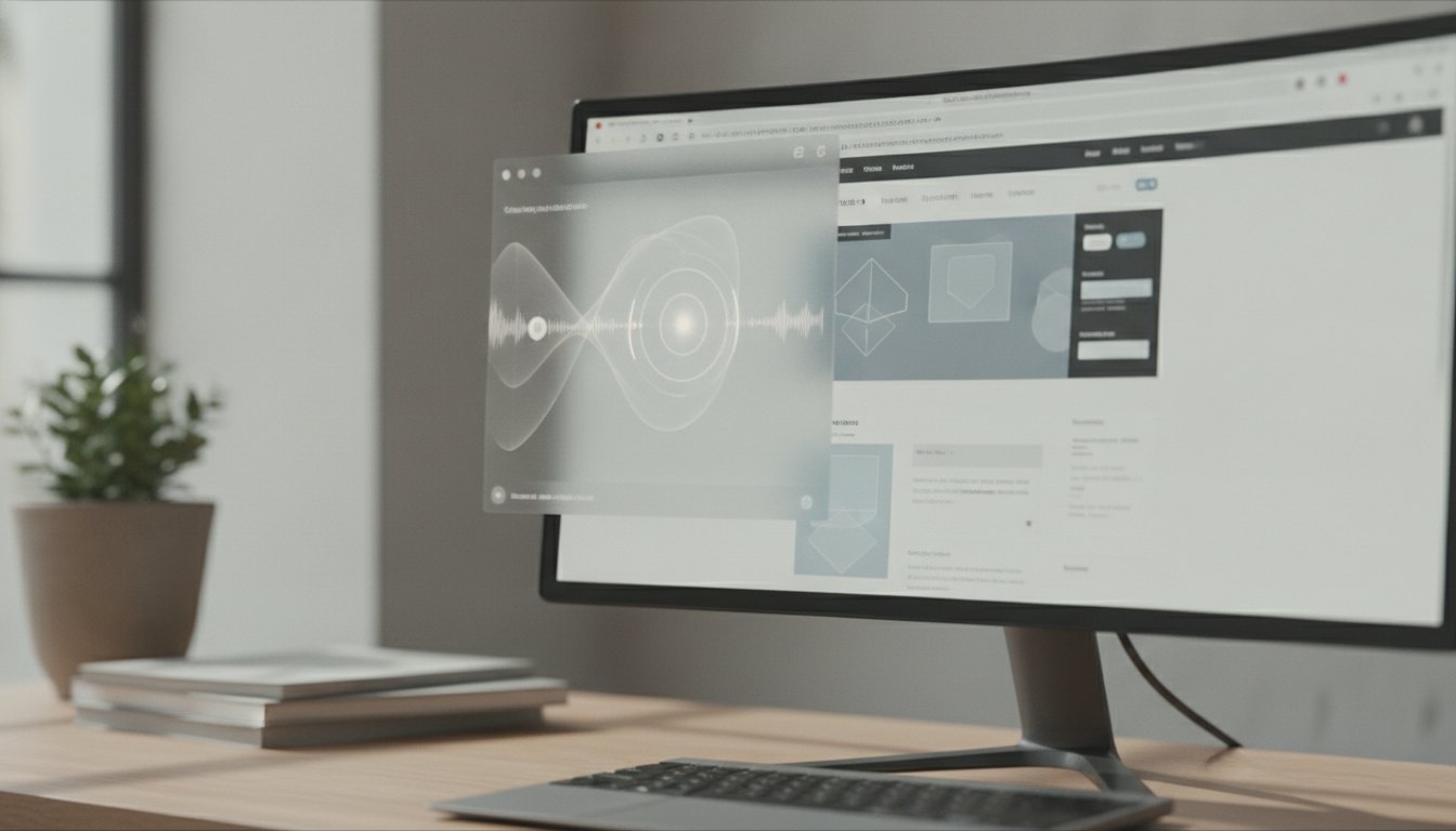 pessoa navegando em um site pelo computador com um software leitor de tela em destaque